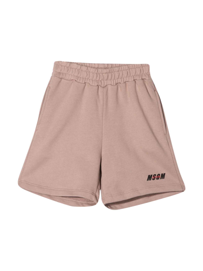 Shop Msgm Beige Teen Boy Bermuda Shorts