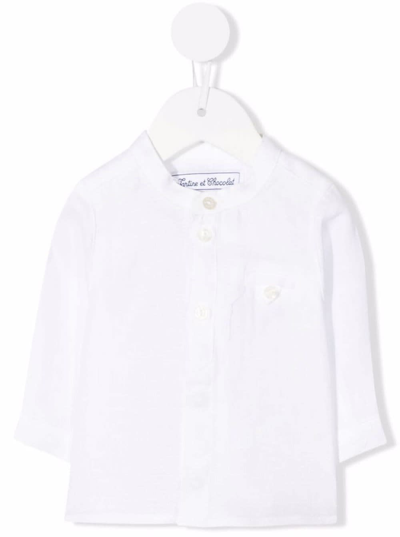 Shop Tartine Et Chocolat Baby Girl White Linen Shirt