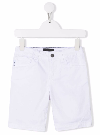 Shop Emporio Armani White Cotton Denim Shorts With Logo