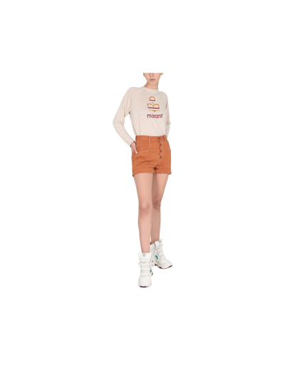 Isabel Marant Button-fastening Cotton Shorts In Brown