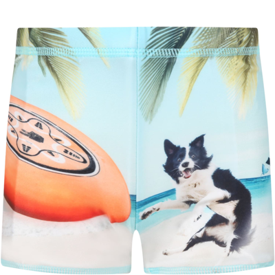 Shop Molo Multicolor Swim-boxer For Baby Boy With Dog And Frisbee