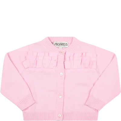 Shop Simonetta Pink Cardigan For Baby Girl