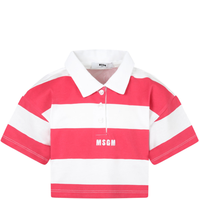Shop Msgm Multicolor Polo Shirt For Girl With White Logo