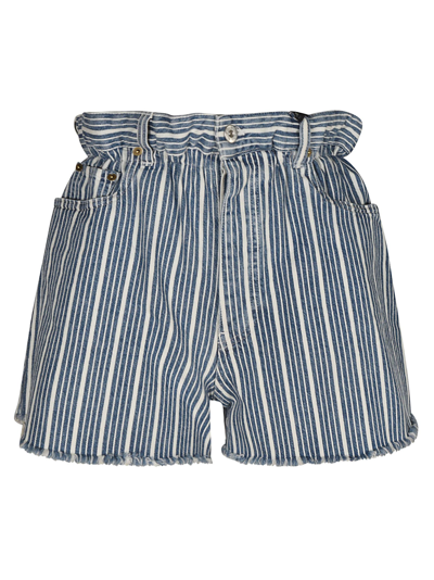 Shop Miu Miu Stripe Shorts In Blue