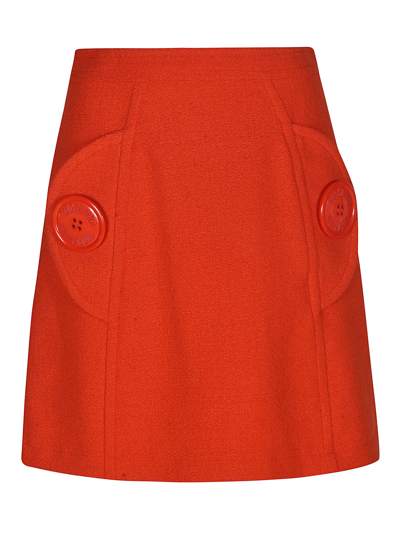 Shop Moschino Button Embellished Short Skirt In Red