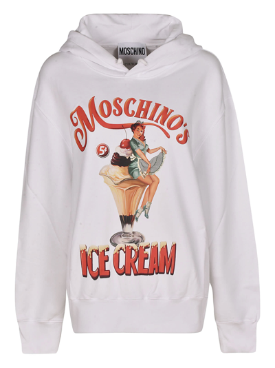 Shop Moschino Ice Cream Hoodie In White