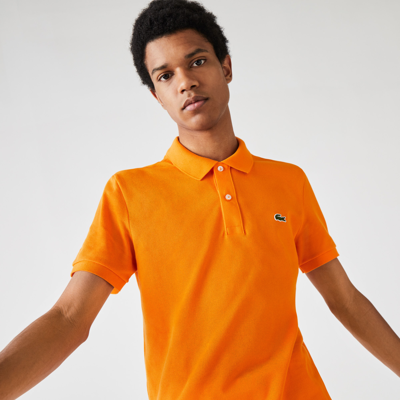 Shop Lacoste Men's Slim Fit Petit Piqué Polo - L - 5 In Orange