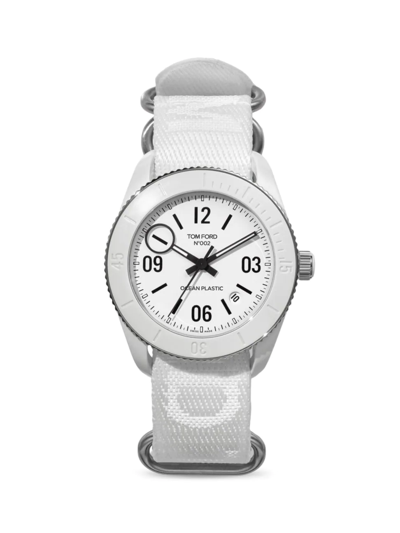 Shop Tom Ford Men's Ocean Plastics Sport Stainless Steel Strap Watch In White