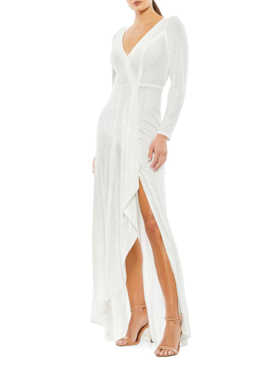 Shop Mac Duggal Women's Sequin Evening Gown In White