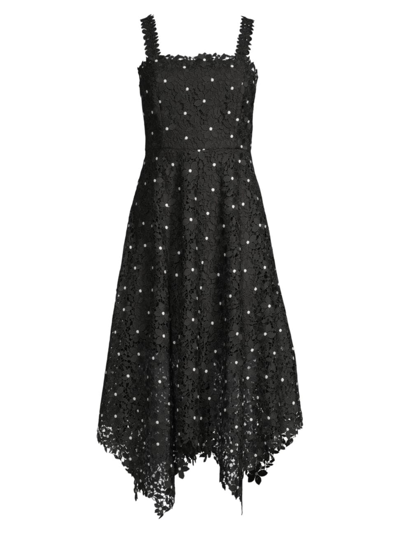 Shop Milly Women's Yara Daisy Lace Midi-dress In Black
