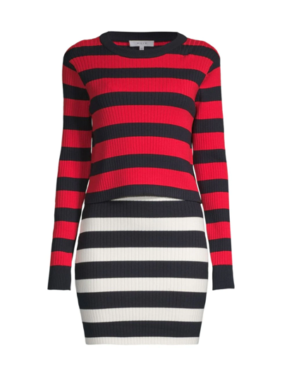 Shop Milly Women's Two-tone Stripe Layer Minidress In Red Multi