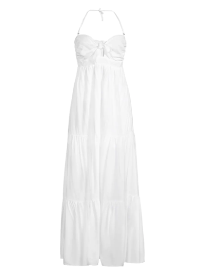 Shop Aurum Women's Halter Tiered Maxi Dress In White