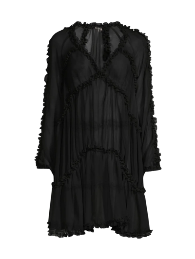 Shop Aurum Women's Tiered Minidress In Black