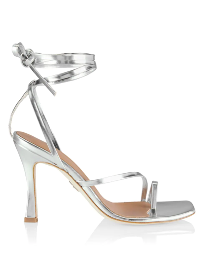 Shop Brother Vellies Women's Bike Metallic Leather Lace-up Sandals In Silver