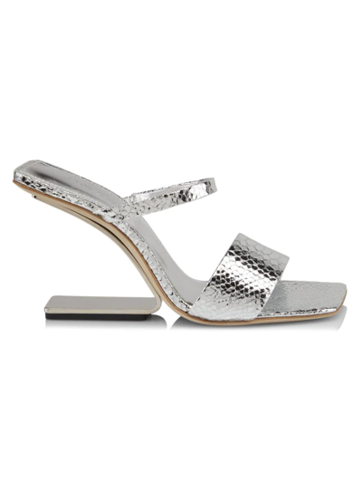 Shop Cult Gaia Women's Rene Snake-embossed Leather Sandals In Silver