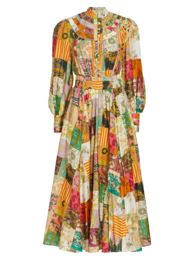 Shop Alemais Women's Hattie Silk-blend Patchwork Dress In Lilac