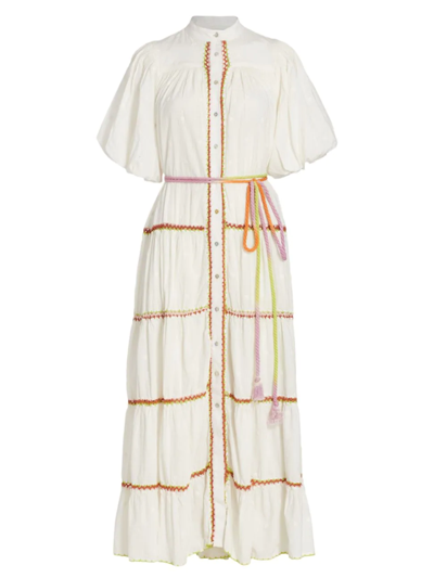 Shop Alemais Women's Giselle Tiered Crochet Midi Dress In White