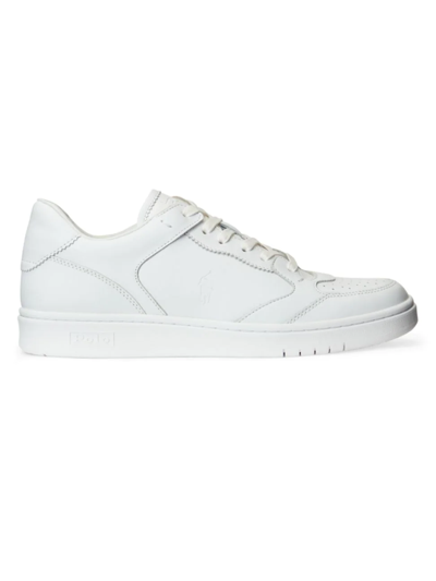 Shop Polo Ralph Lauren Men's Court Leather Sneakers In White