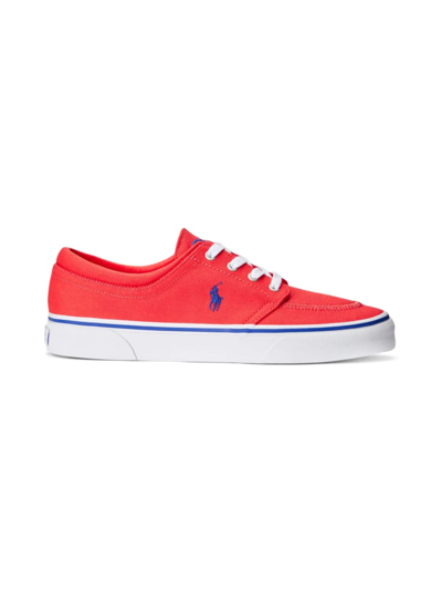 Shop Polo Ralph Lauren Faxon X Canvas Logo Sneakers In Tomato Royal