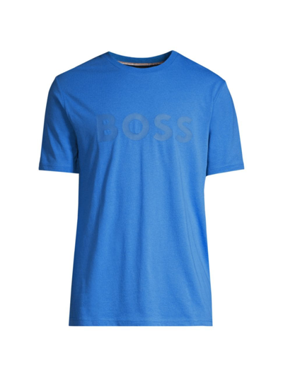 Shop Hugo Boss Tiburt Short-sleeve Logo T-shirt In Open Blue