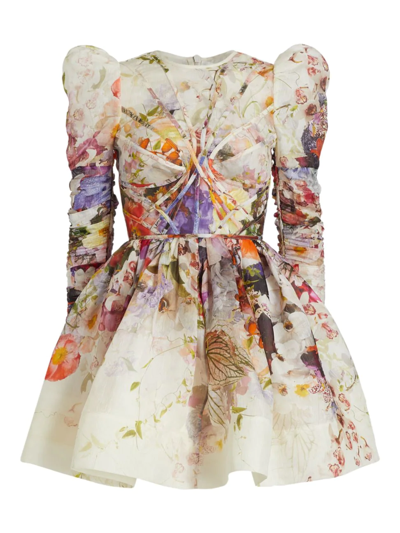 Shop Zimmermann Women's Prima Panelled Floral Minidress In Multi Floral