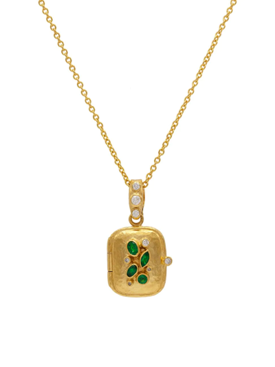 Shop Gurhan Women's 22k Yellow Gold, Emerald, & Diamond Small Locket Necklace