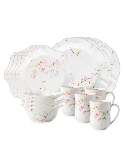 Shop Juliska Berry & Thread Floral Sketch 16-piece Place Setting In White Wash