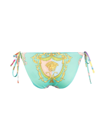 Shop Versace Baroque Pattern-print Bikini Bottoms In Gelb