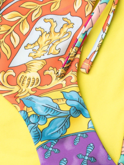 Versace Baroque Pattern-print Bikini Bottoms In Gelb