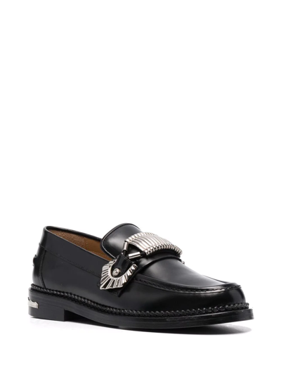 Shop Toga Buckle-detail Leather Loafers In Schwarz