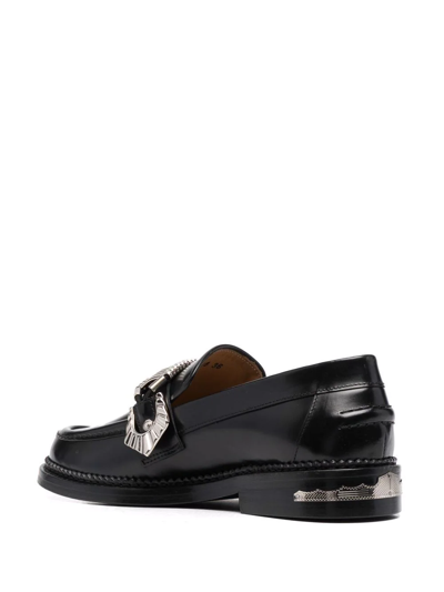Shop Toga Buckle-detail Leather Loafers In Schwarz