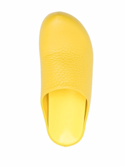 Shop Marni Pebbled-finish Slippers In Gelb