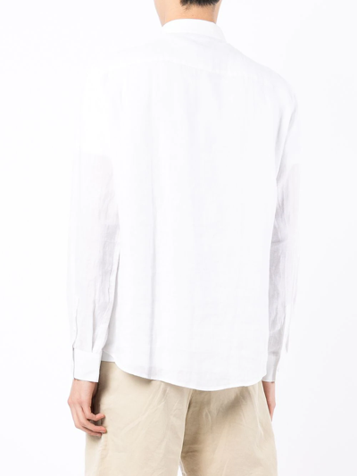 Shop Armani Exchange Button-up Linen Shirt In Weiss