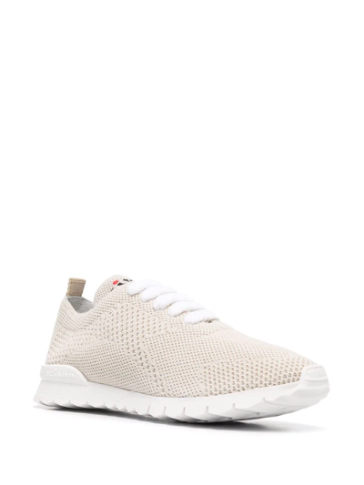 Shop Kiton Knitted Lace-up Sneakers In Nude