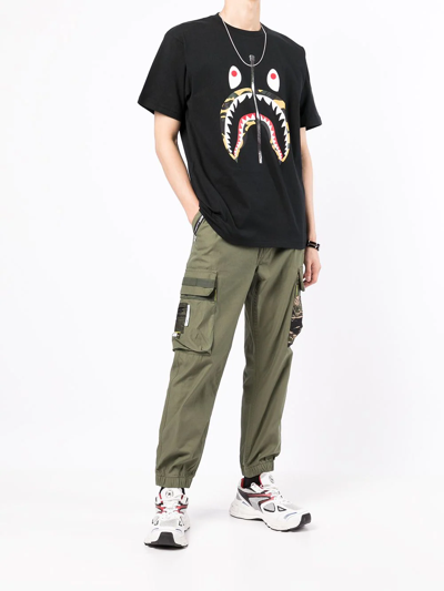 Shop A Bathing Ape Zip-print Cotton T-shirt In Schwarz