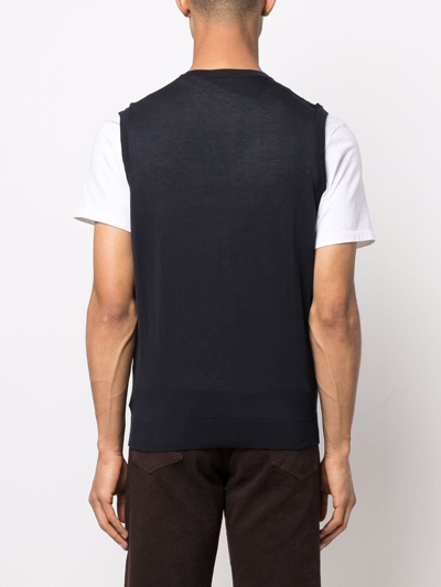 Shop Drumohr Sleeveless V-neck Vest In Blau