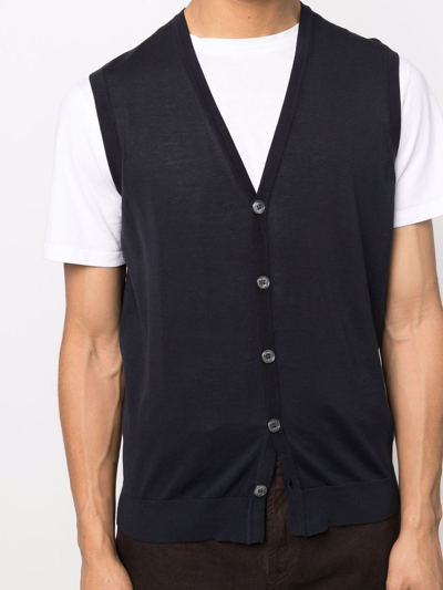 Shop Drumohr Sleeveless V-neck Vest In Blau