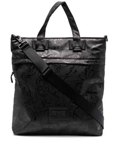 Shop Versace Jeans Couture Baroque-pattern Tote Bag In Schwarz