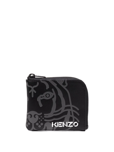 Shop Kenzo Logo-print Leather Wallet In Schwarz