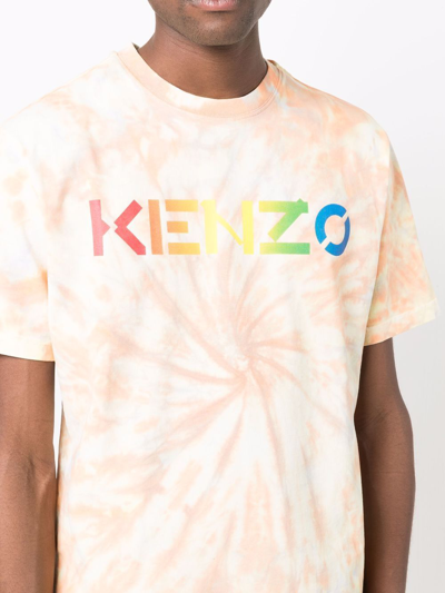 Shop Kenzo Tie Dye-print Short-sleeved T-shirt In Orange
