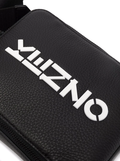 Shop Kenzo Logo-print Leather Messenger Bag In Schwarz