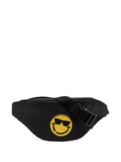 Shop Karl Lagerfeld Smiley-charm Belt Bag In Schwarz