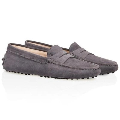 Shop Tod's Gommino Driving Shoes In Suede In Grey