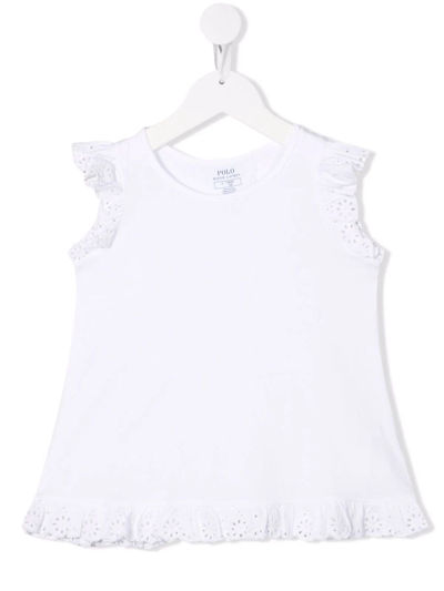 Shop Ralph Lauren Floral-lace Detail T-shirt In White