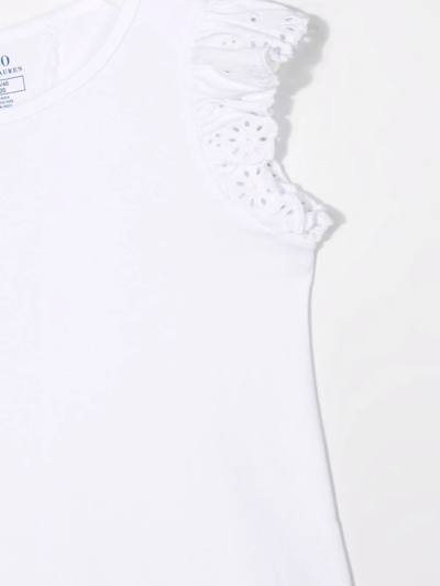 Shop Ralph Lauren Floral-lace Detail T-shirt In White