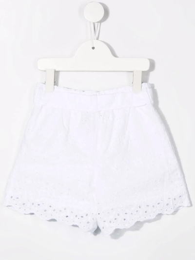 Shop Ralph Lauren Scallop-hem Cotton Shorts In White