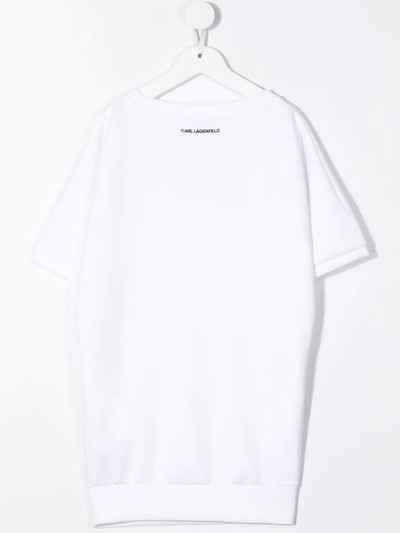 Shop Karl Lagerfeld Logo-print Sweatshirt Dress In White
