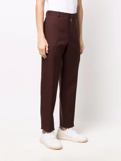 Shop Jil Sander Wool Straight-leg Trousers In Brown