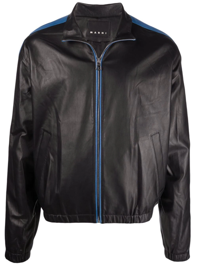Shop Marni Side-stripe Bomber Jacket In Black