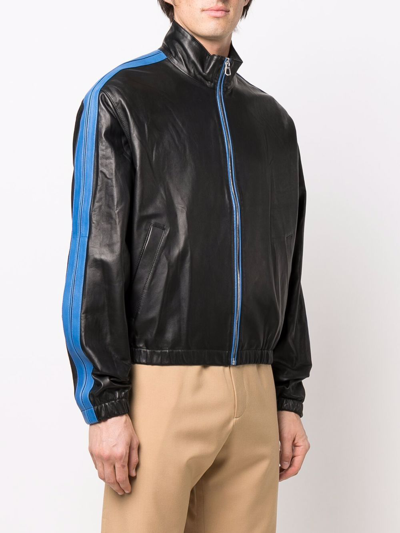 Shop Marni Side-stripe Bomber Jacket In Black
